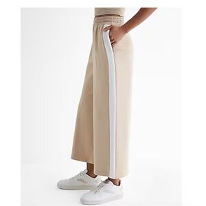 NWT Express High Waisted Knit Side Stripe Cropped Wide Leg Pant
